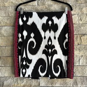 WHBM black and white skirt with pink embroidery